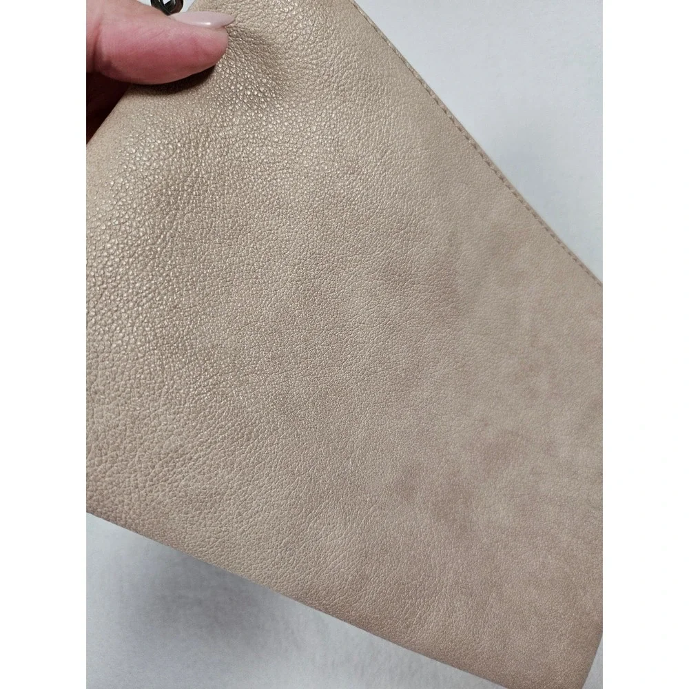 Jen & Co. Taupe Vegan Leather Triple Compartment‎ Crossbody Bag Minimalist Purse